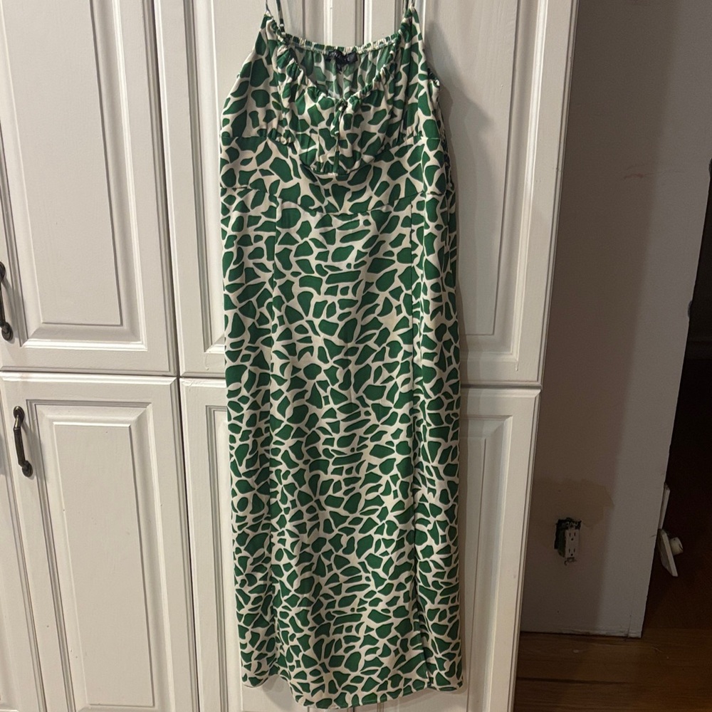 Dynamite Green and White Midi Dress
